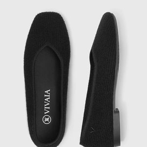 NWT Vivaia Square Toe 7.5 Black Flats: comfy + eco-friendly